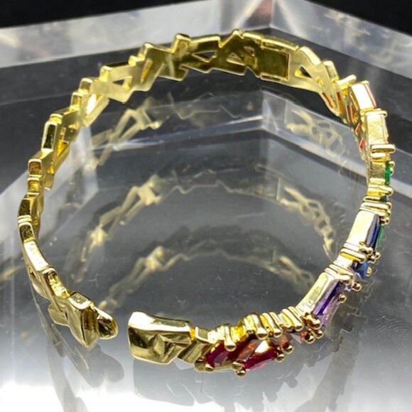 Rainbow Zircon Gemstone Bangle Bracelet - Picture 7 of 9